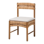 bali & pari Elvera Woven Seagrass and Mahogany Wood Dining Chair